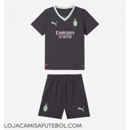 Camisa de Futebol AC Milan Equipamento Alternativo Infantil 2024-25 Manga Curta (+ Calças curtas)